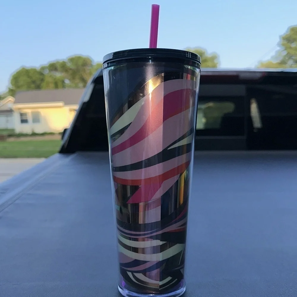 Starbucks 2021 Multi Color Swirl 24oz Cold Cup Tumbler Winter Holiday